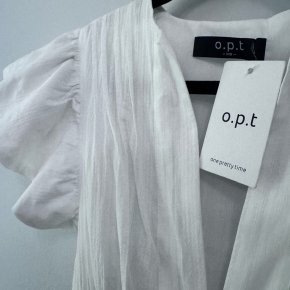 O.P.T Chic White Midi cotton Dress with Ruffle Detail New xs - Picture 8 of 16